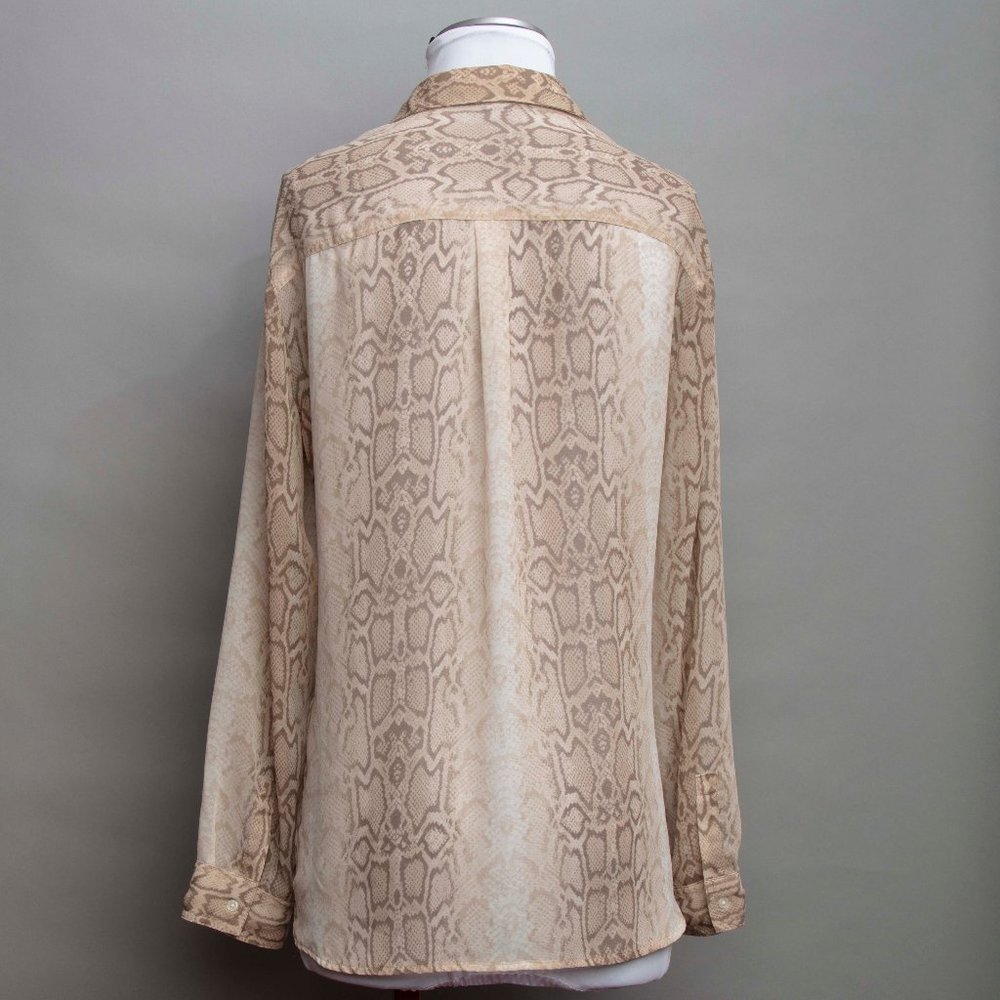 Chiffon Snake Pattern Button Top Beige Xl - image 2